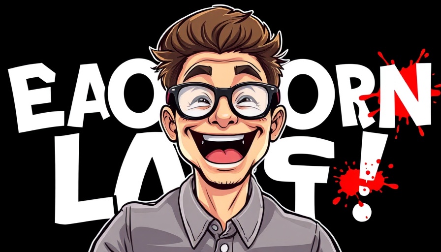 Humorous cartoon of a man with laser eyes and glasses, AI for healthcare professionals.