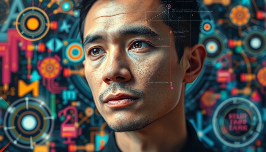 Person exploring AI automation for entrepreneurs, abstract digital art.