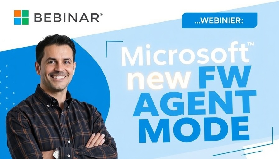 Webinar announcement on Microsoft Agent mode featuring speaker.