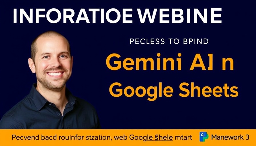 Gemini AI in Google Sheets webinar announcement with smiling man.