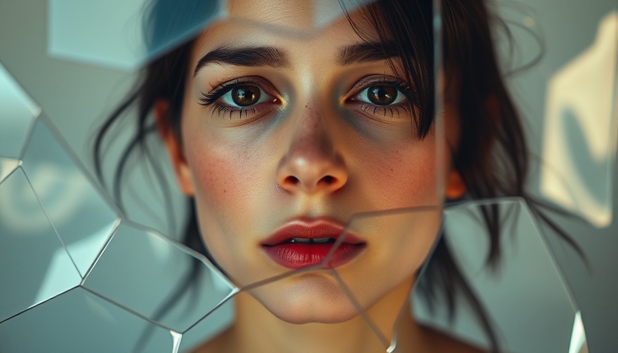 Abstract face reflection distorted on glass surface, resembling AI deepfake effects.