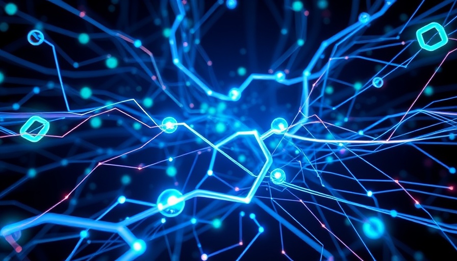 Futuristic digital network illustrating choosing the right RPA partner, neon green and blue elements on dark background.