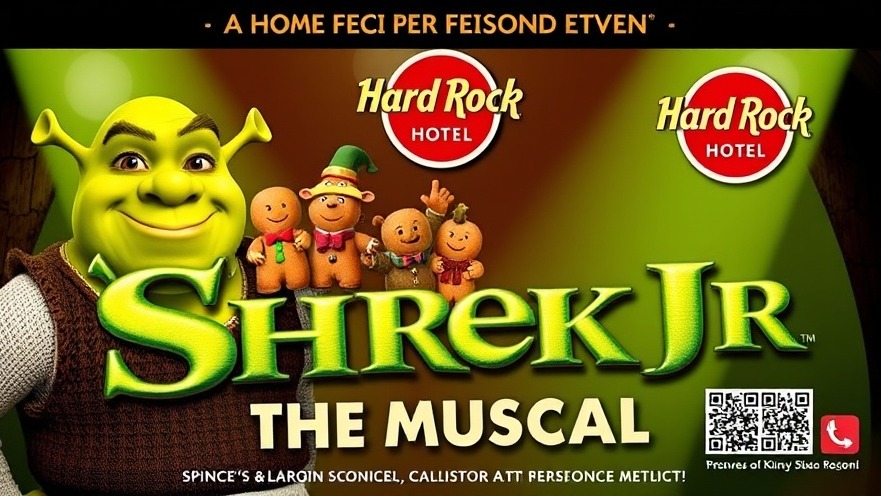 Colorful poster for Shrek Jr. The Musical, promoting family-friendly theater in Orlando.