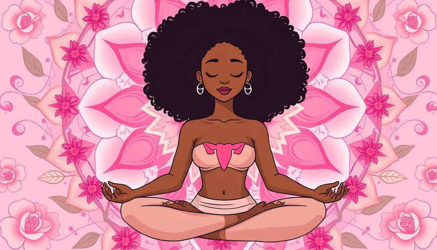 Meditating woman with afro hair, body dissatisfaction during menopause.