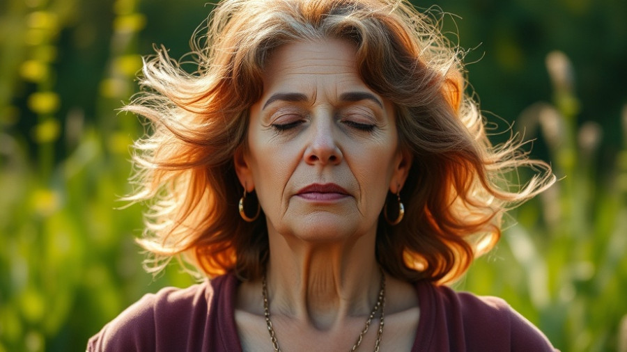 Menopause transformation: serene woman in nature
