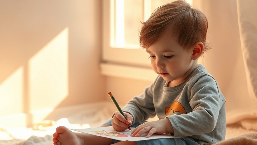 A child drawing emotions in a sunlit room, representing PTSD symptoms and trauma recovery.