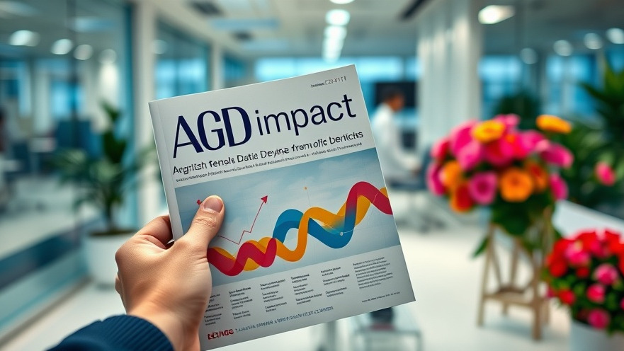 Close-up of a hand holding 'AGD Impact' magazine on marketing investment for dentists.