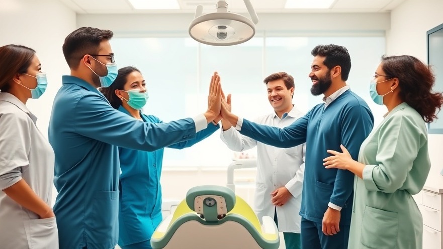 Team recognition in a vibrant dental practice celebrating achievements with laughter.