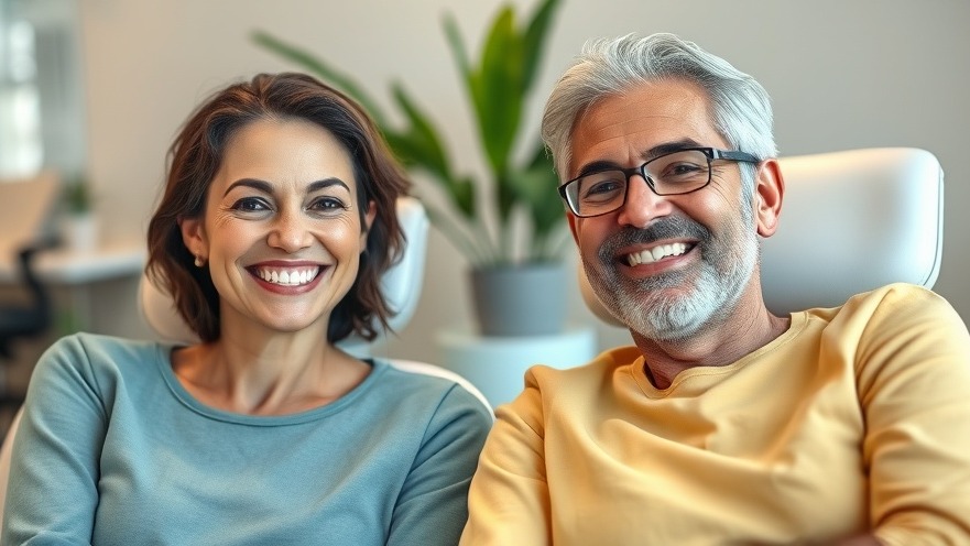 Two smiling patients in a warm dental waiting room, showcasing patient retention strategies.