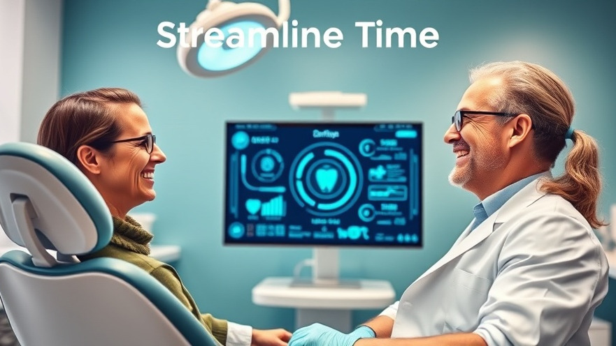 Modern dental office showcasing a dentist and patient, highlighting dental practice efficiency with AI.