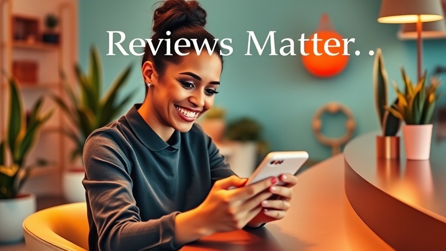 Happy customer engaging with glowing Google Reviews, illustrating online reputation in dental marketing.
