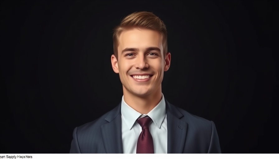 Confident man in suit smiling, related to dental implant market differentiation.