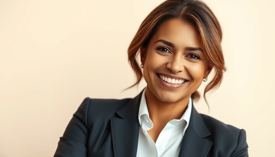Smiling woman with motivational quote for dental practice management.