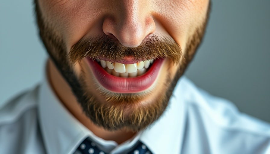 Close-up of man gritting teeth, illustrating teeth grinding causes in dental health.