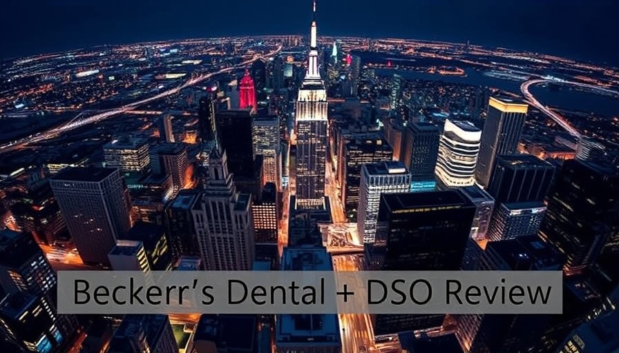 City skyline with text on investments in oral and maxillofacial surgery.