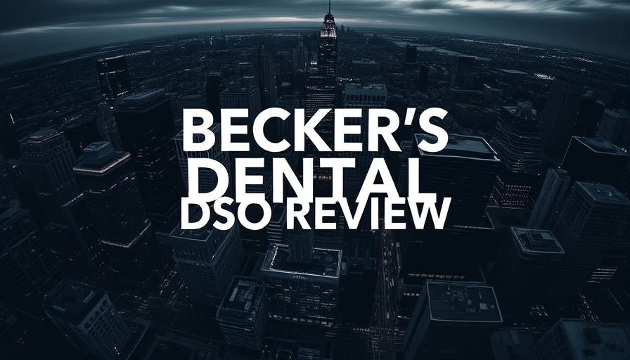 False Claims Act violations in dentistry text overlay on cityscape.
