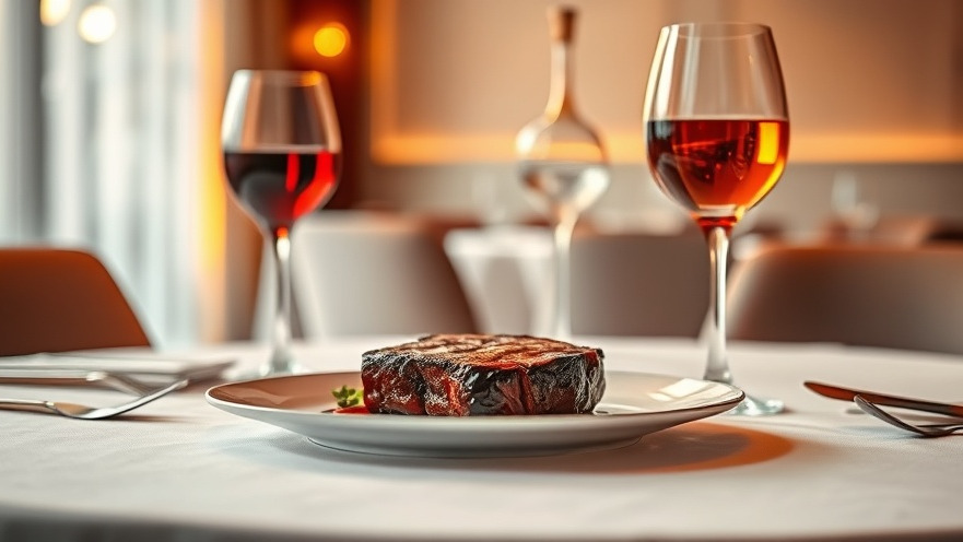 Elegant dining table with Australian Wagyu steak, showcasing Miami culinary events.