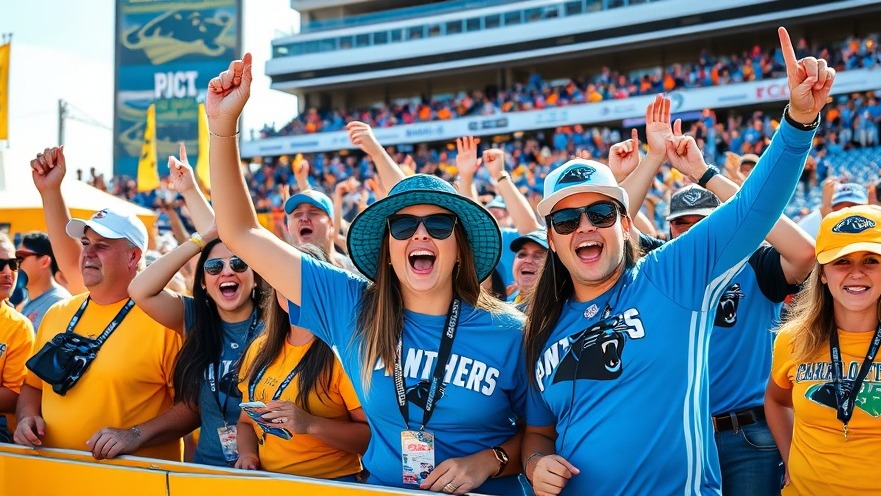 Excited Charlotte Panthers fans in vibrant colors at affordable Charlotte events.