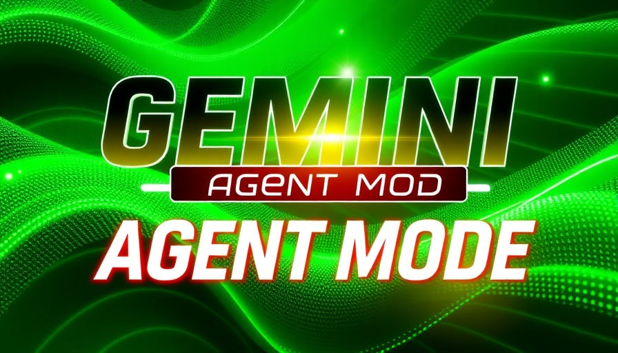 Gemini Agent Mode promotional design with dynamic digital elements