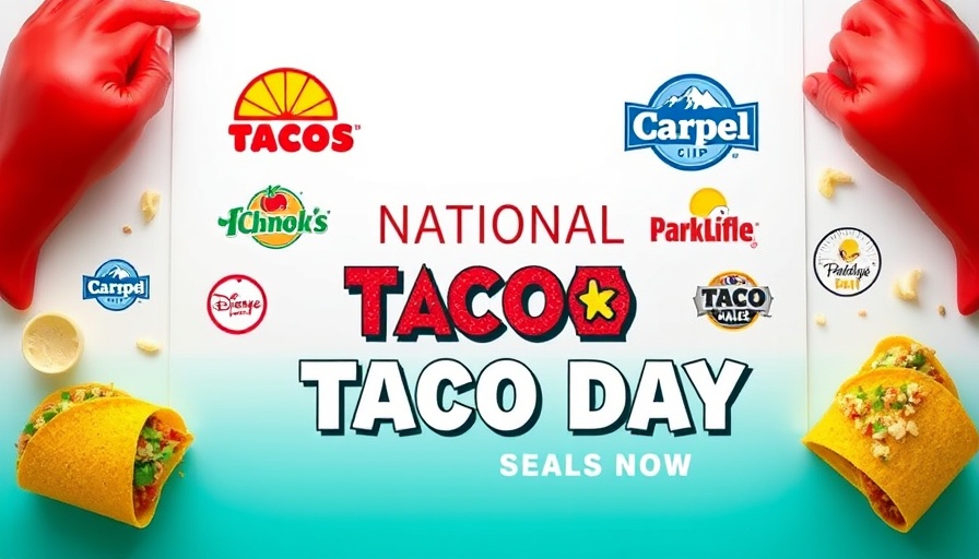 National Taco Day Deals in Houston banner with taco chain logos on white background.