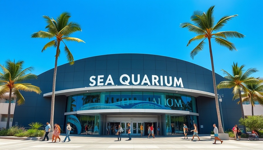 Miami Seaquarium entrance transformation with sunny ambiance.