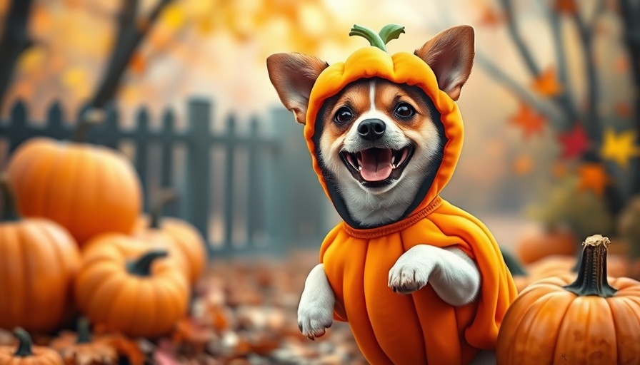 Howl-O-Ween Doggie Contest Miami: Dog in pumpkin costume.