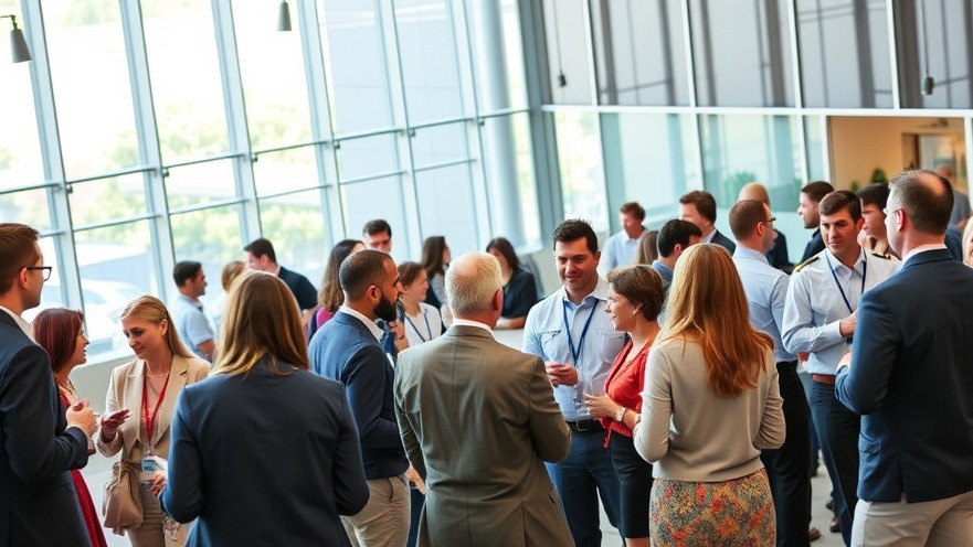 Business networking at the Atlanta business summit, featuring diverse professionals connecting.