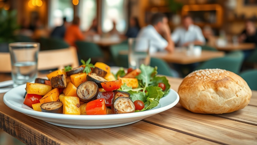 Vibrant gluten-free dining in Atlanta with roasted vegetables and chic salad