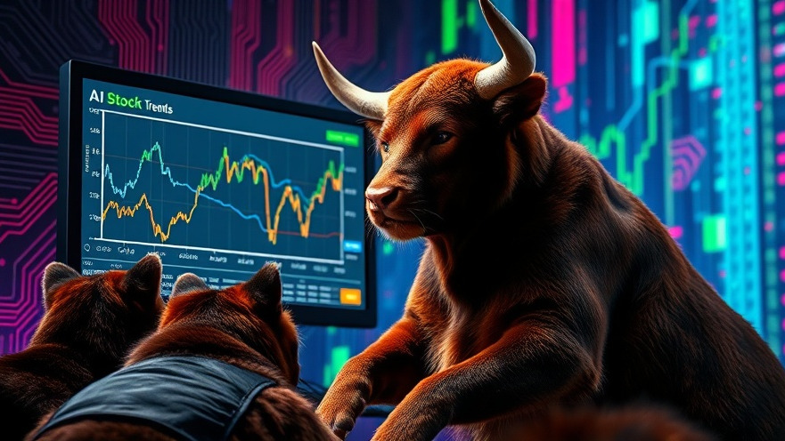 Professional bull riding cats analyze AI technology trends on a vibrant digital screen.