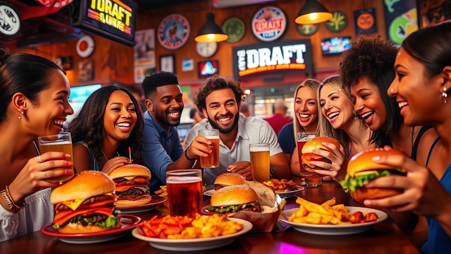 Enjoying gourmet burgers and craft beer at Top Draft Sports Lounge, a highlight of Atlanta dining.