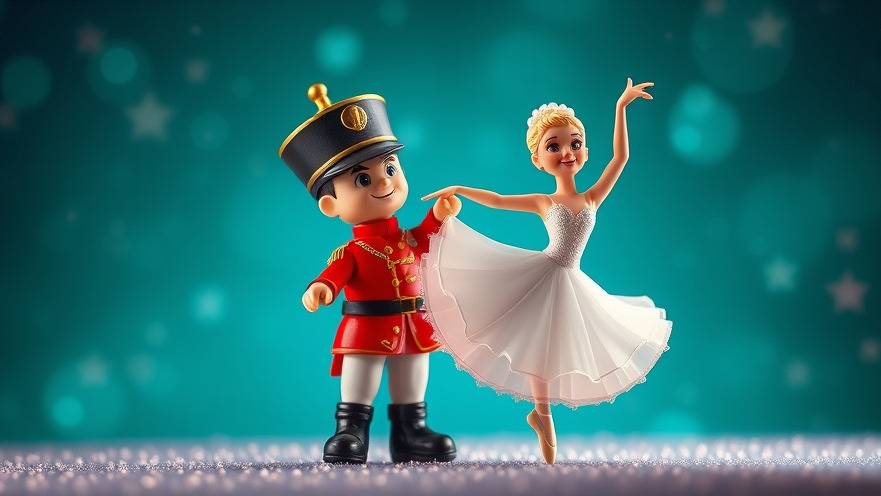 Whimsical cartoon of a toy soldier and ballet dancer, highlighting atlanta cheap things to do.