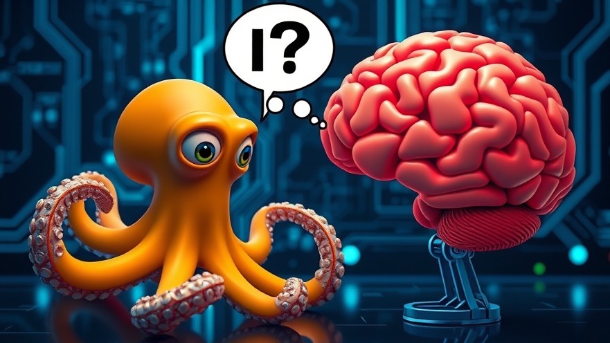 An octopus and brain pondering AI ethics, representing machine learning fundamentals.