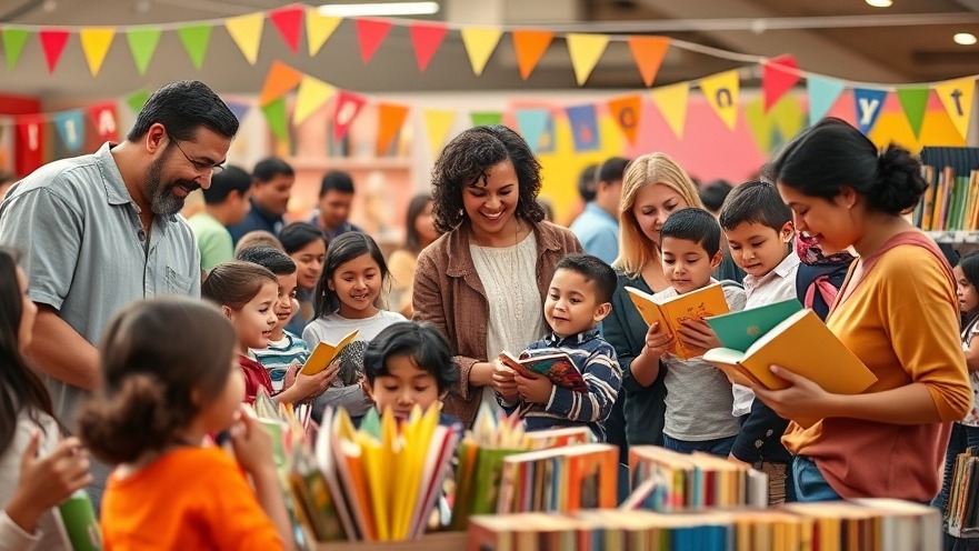 Families enjoying budget-friendly events in Charlotte NC at a colorful book festival.