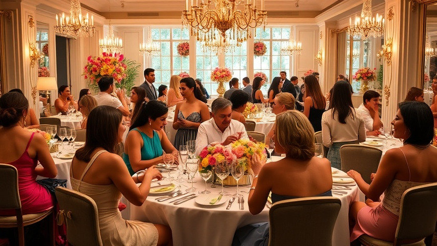 A vibrant Miami brunch event at R House, featuring elegant decor and stylish guests.