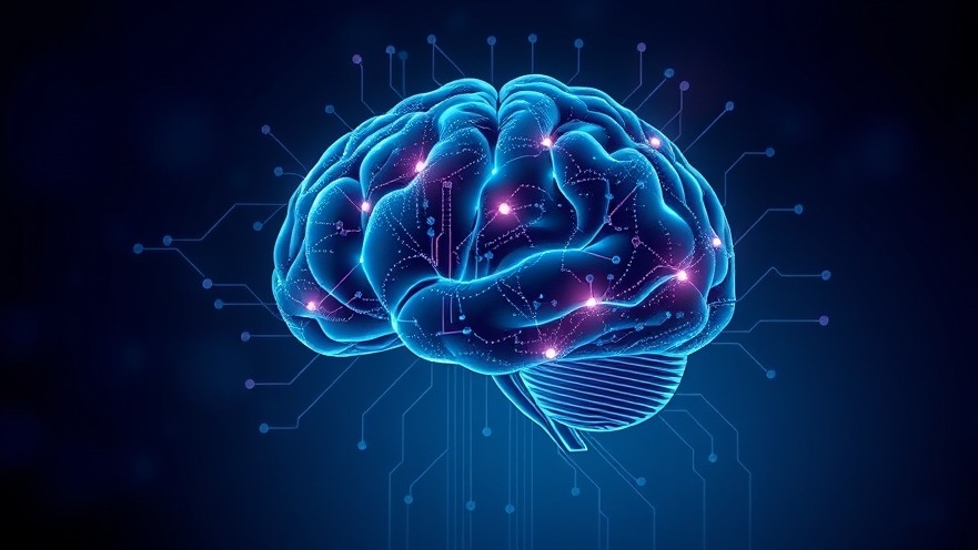 Abstract human brain with digital circuits, illustrating AI explained simply.