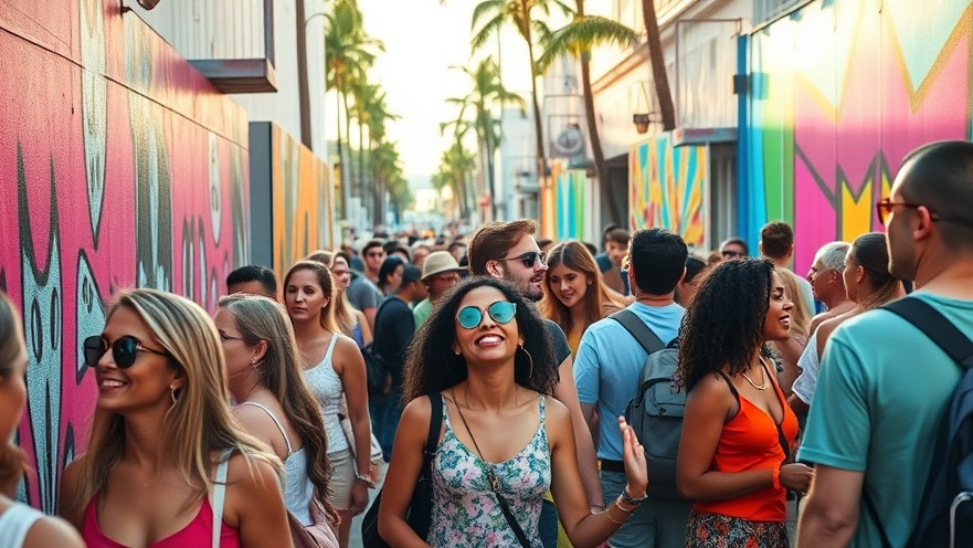 Vibrant Miami cultural events with diverse crowds enjoying murals at Wynwood.