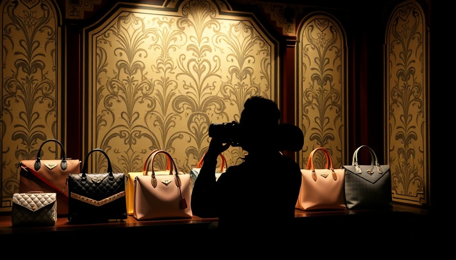 Stylish display of handbags in Miami art exhibit, April 2025.