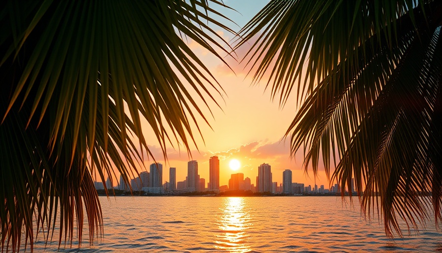 Miami skyline at sunset from Eater's Guide to Miami Food Scene
