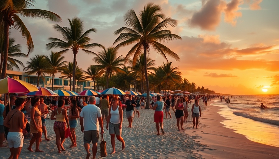 Filmmakers capturing footage on Miami beach at sunset.