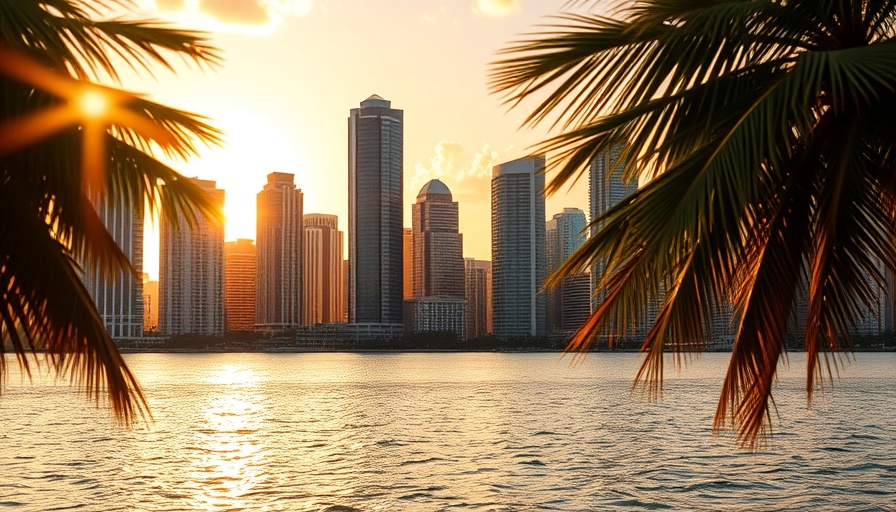 Miami skyline at sunset, highlighting the Miami culinary scene.