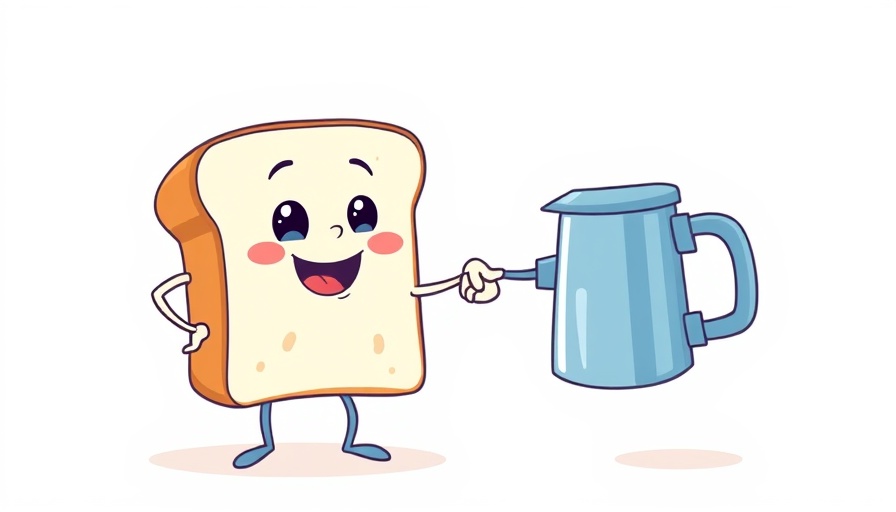 Whimsical sandwich and coffee cartoon for latest restaurant openings in Atlanta.