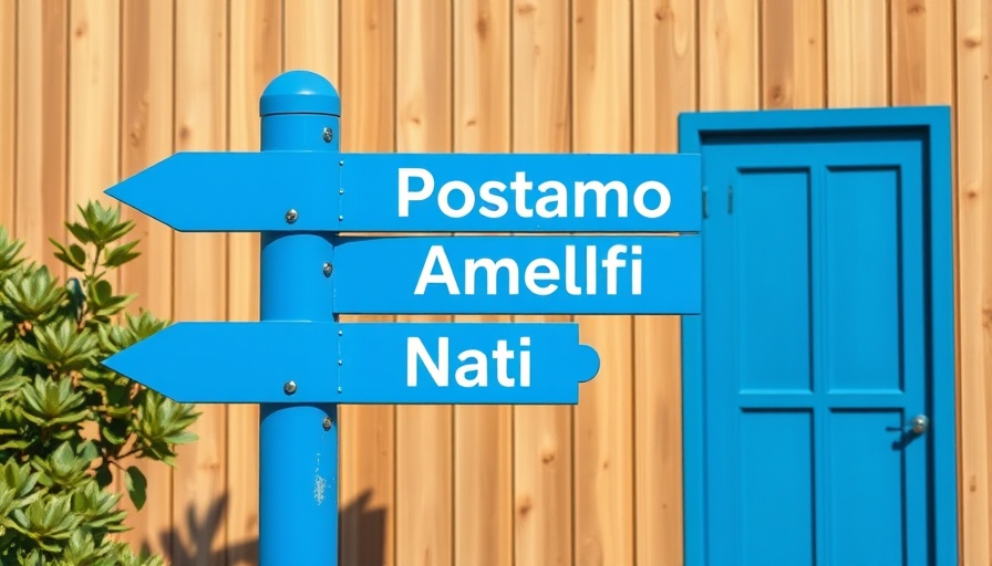 Directional signpost with Italian towns on blue background, related to neapolitan pizza in Kennesaw.