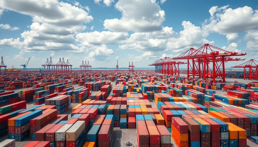 Shipping containers at port amid Chinese goods tariffs shortages.