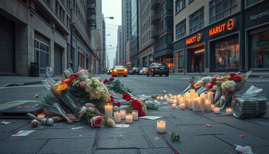 Somber street memorial scene in Atlanta, May 9, 2025.