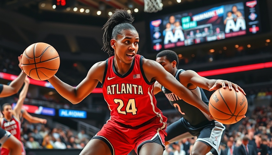 Brittney Griner playing for Atlanta Dream in an intense game.
