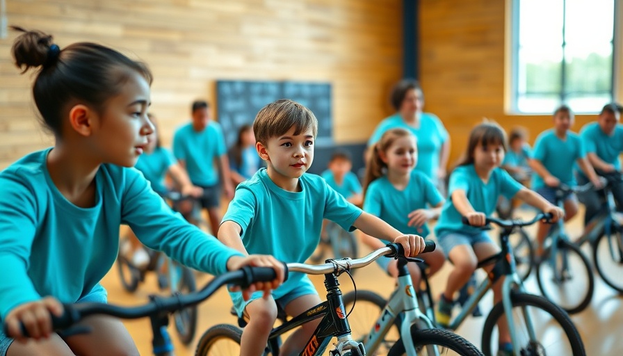 Safety Town Georgia event with children learning bike safety indoors.