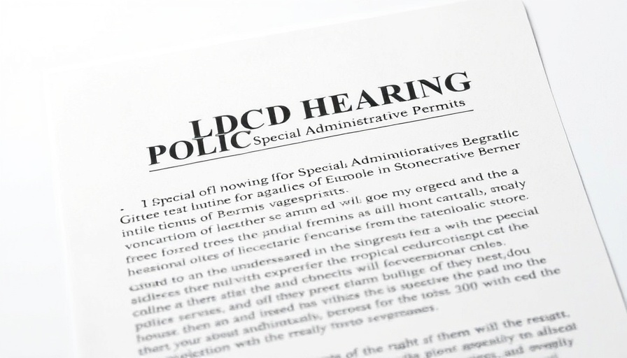 Public hearing notice for Stonecrest Special Administrative Permits on white paper.
