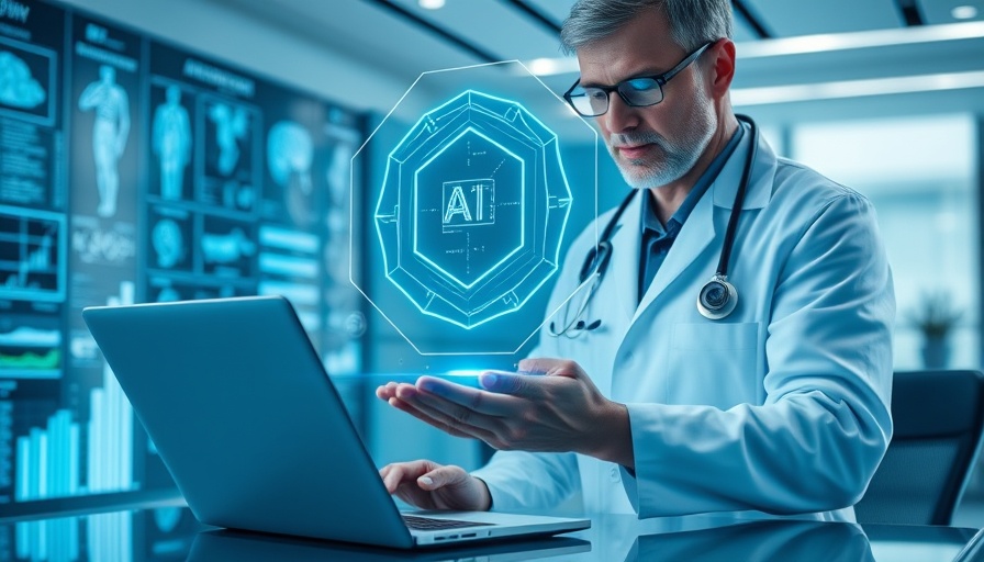 AI in healthcare concept with doctor and digital hologram.