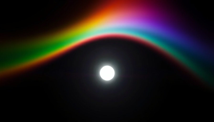 Abstract light spectrum with gradient arcs and glowing point.