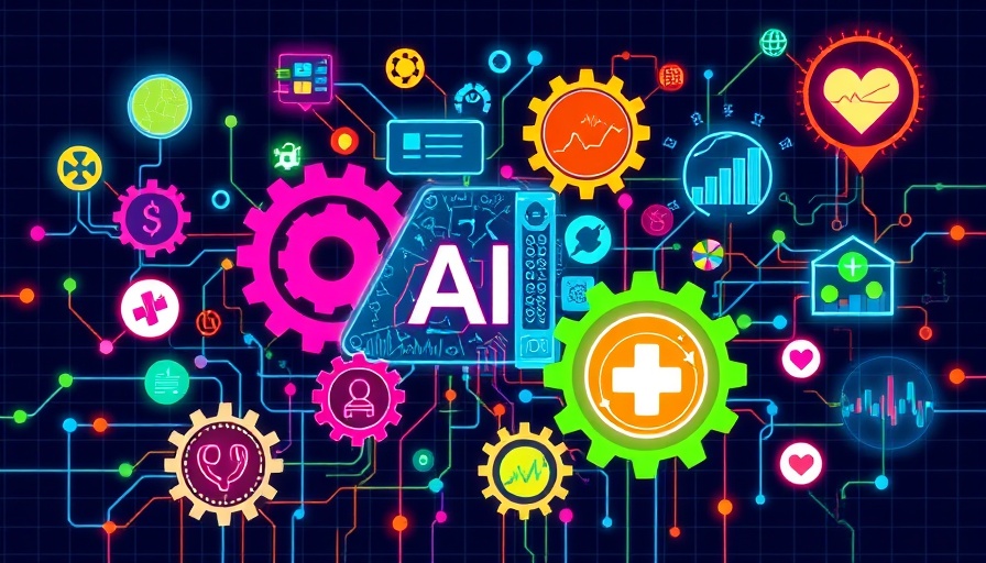 Conceptual AI integration in healthcare with symbols and charts